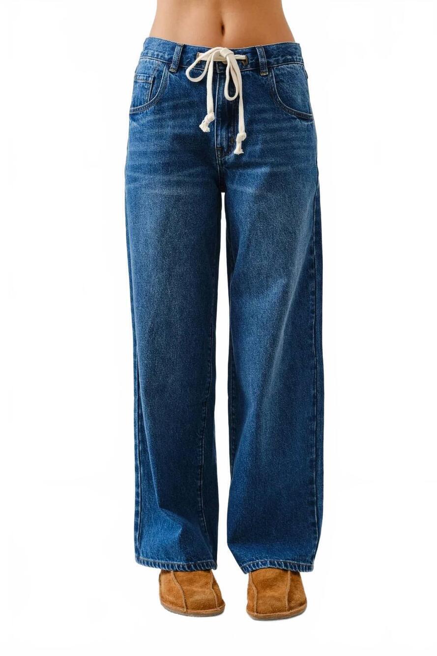 NEW AARON & AMBER drawstring wide leg jeans in it's festival season